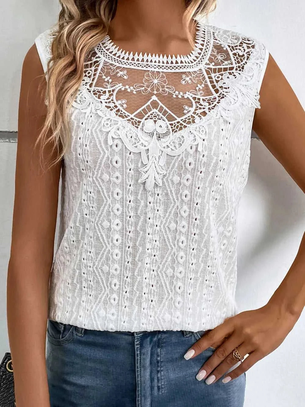 Lace Eyelet Sleeveless Top 100100054601277 29 Affordable Fashion Under $100 Jerry's Apparel 