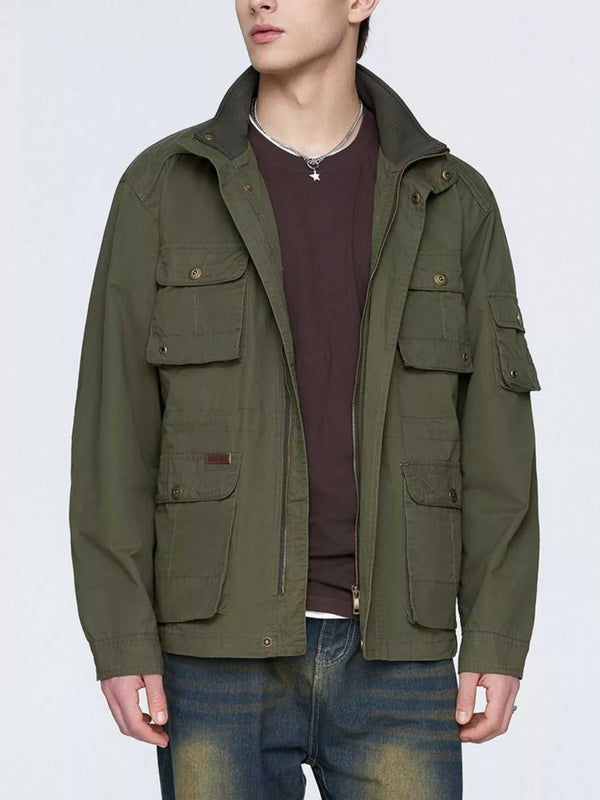 Men's Plus Size Multi-Pocket Zip Up Jacket 100400834848809 191 Fashion Forward Plus Size Clothing Jerry's Apparel 