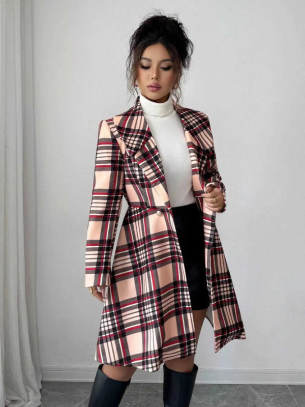Plaid Button Up Long Sleeve Coat 100100665532432 80 Affordable Fashion Under $100 Jerry's Apparel 