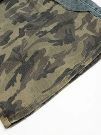 Men's Distressed Camo Patchwork Denim Shorts