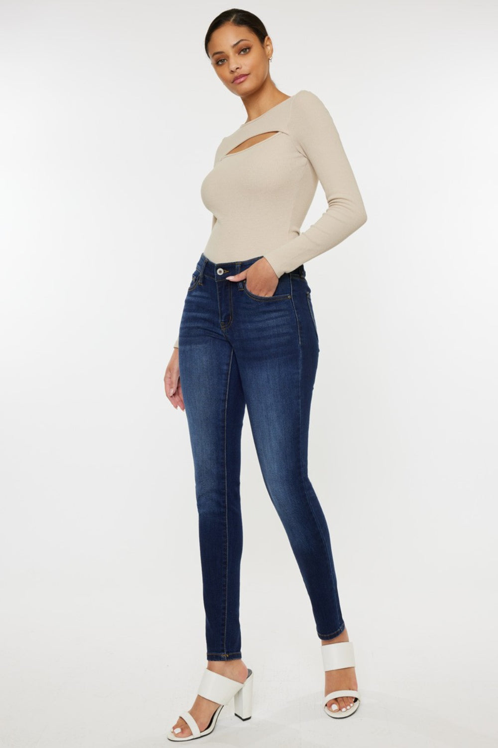 Mid Rise Gradient Skinny Jeans