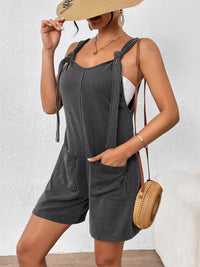 Knotted Strap Romper with Pockets