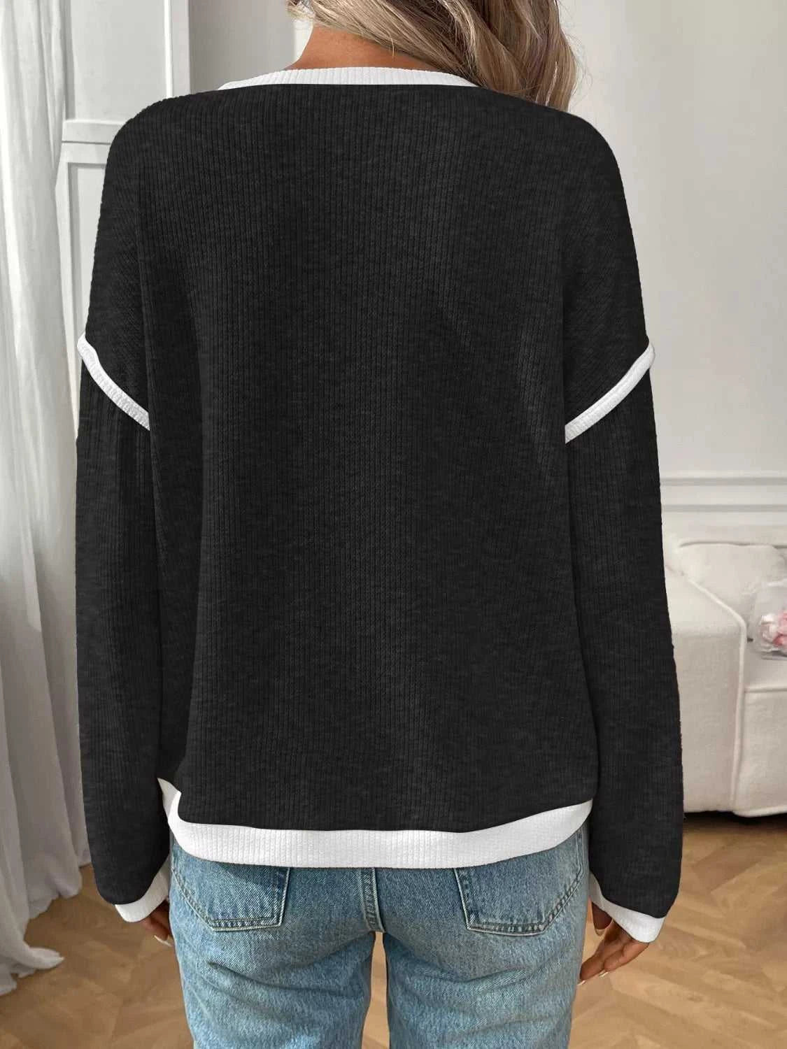 Ribbed Knit Contrast Trim Sweater 100100032701989 29 Affordable Fashion Under $100 Jerry's Apparel 