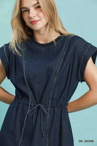 Umgee Drawstring Waist Frayed Denim Mini Dress 100100711441288 53 Affordable Fashion Under $100 Jerry's Apparel 
