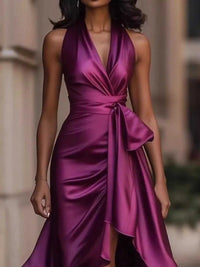 Full Size High-Low Ruffled Satin Maxi Dress Plus Size 100100053477066 42 Seasonal Fashion Collections Jerry's Apparel 