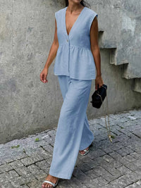 One Button Top and Wide Leg Pants Set 100100324141111 44 Affordable Fashion Under $100 Jerry's Apparel 