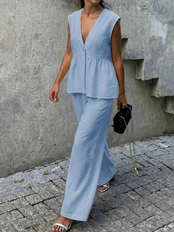 One Button Top and Wide Leg Pants Set 100100324141111 44 Affordable Fashion Under $100 Jerry's Apparel 