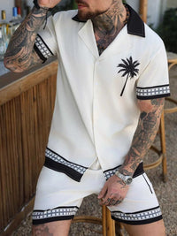 Men's Tropical Palm Tree Print Short Sleeve Shirt and Shorts Set 104001041094937 48 Affordable Fashion Under $100 Jerry's Apparel 