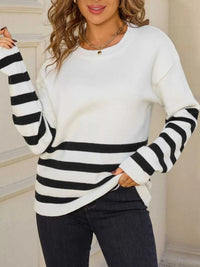 Striped Trim Crew Neck Sweater 100100716857023 49 Affordable Fashion Under $100 Jerry's Apparel 