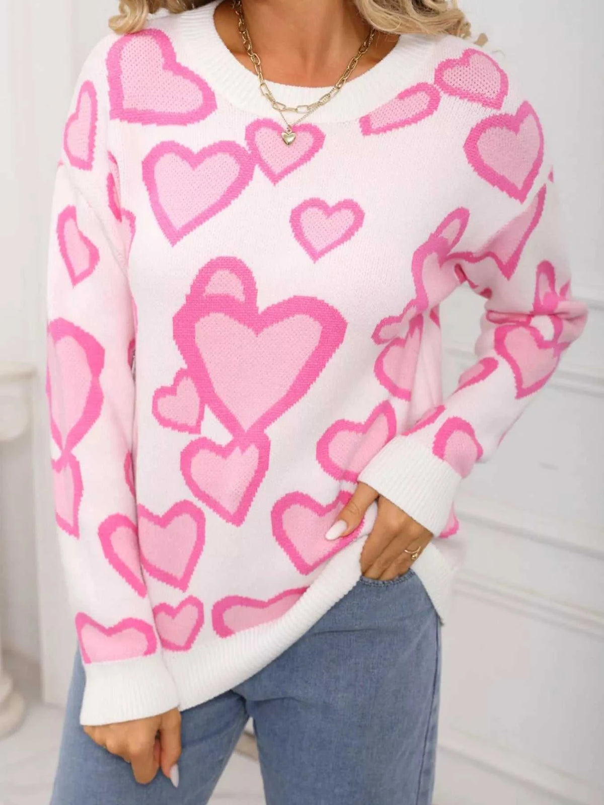 Valentine's Day Heart Crew Neck Sweater 100100791356331 48 Affordable Fashion Under $100 Jerry's Apparel 