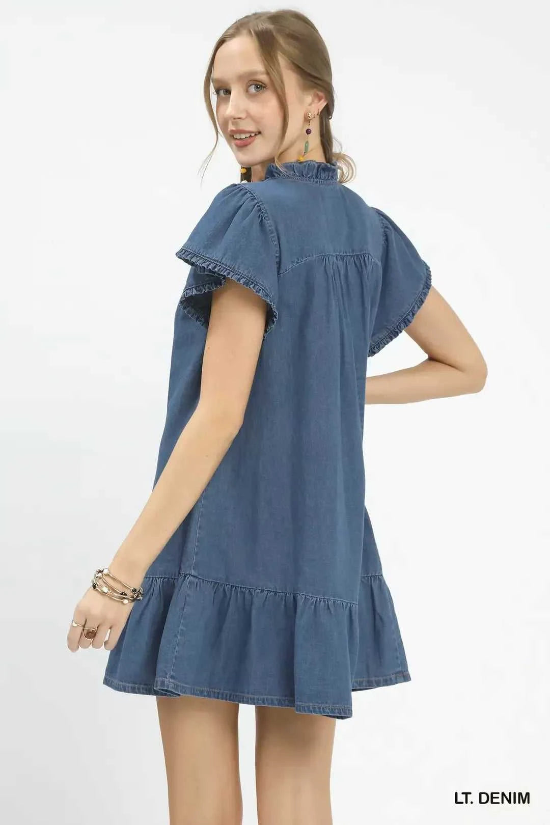 Umgee Ruffled Washed Denim Dress 100100057751721 66 Affordable Fashion Under $100 Jerry's Apparel 