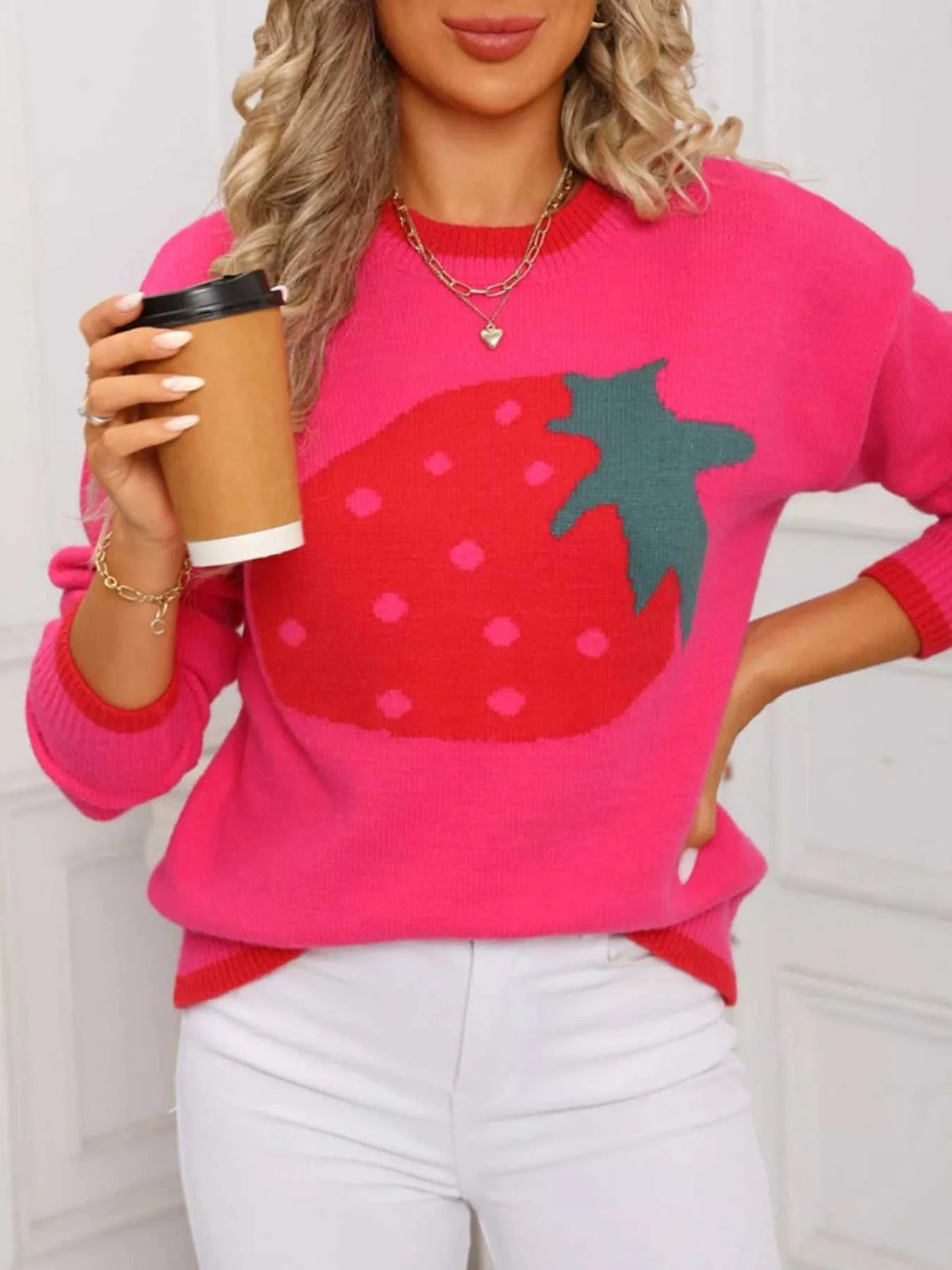Strawberry Crew Neck Sweater 100100080501266 49 Affordable Fashion Under $100 Jerry's Apparel 