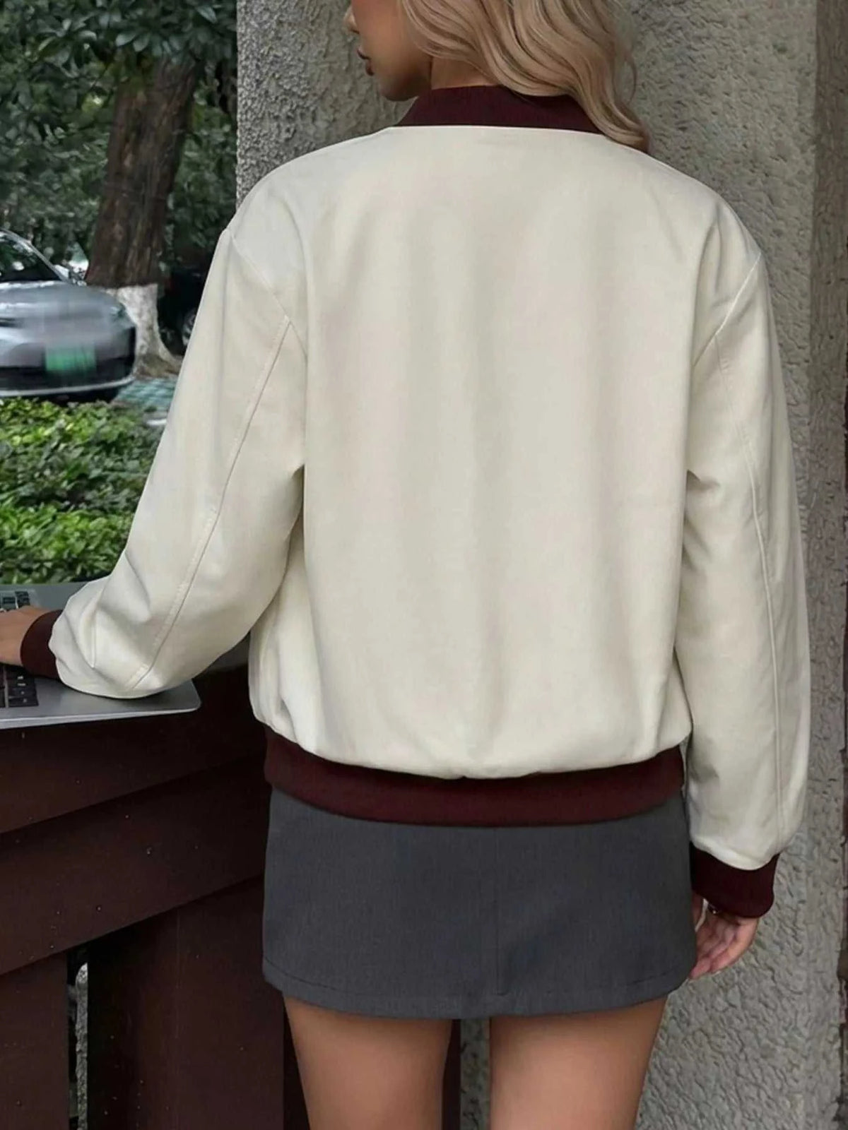 Contrast Trim Zip Up Jacket 100100872147330 50 Seasonal Fashion Collections Jerry's Apparel 