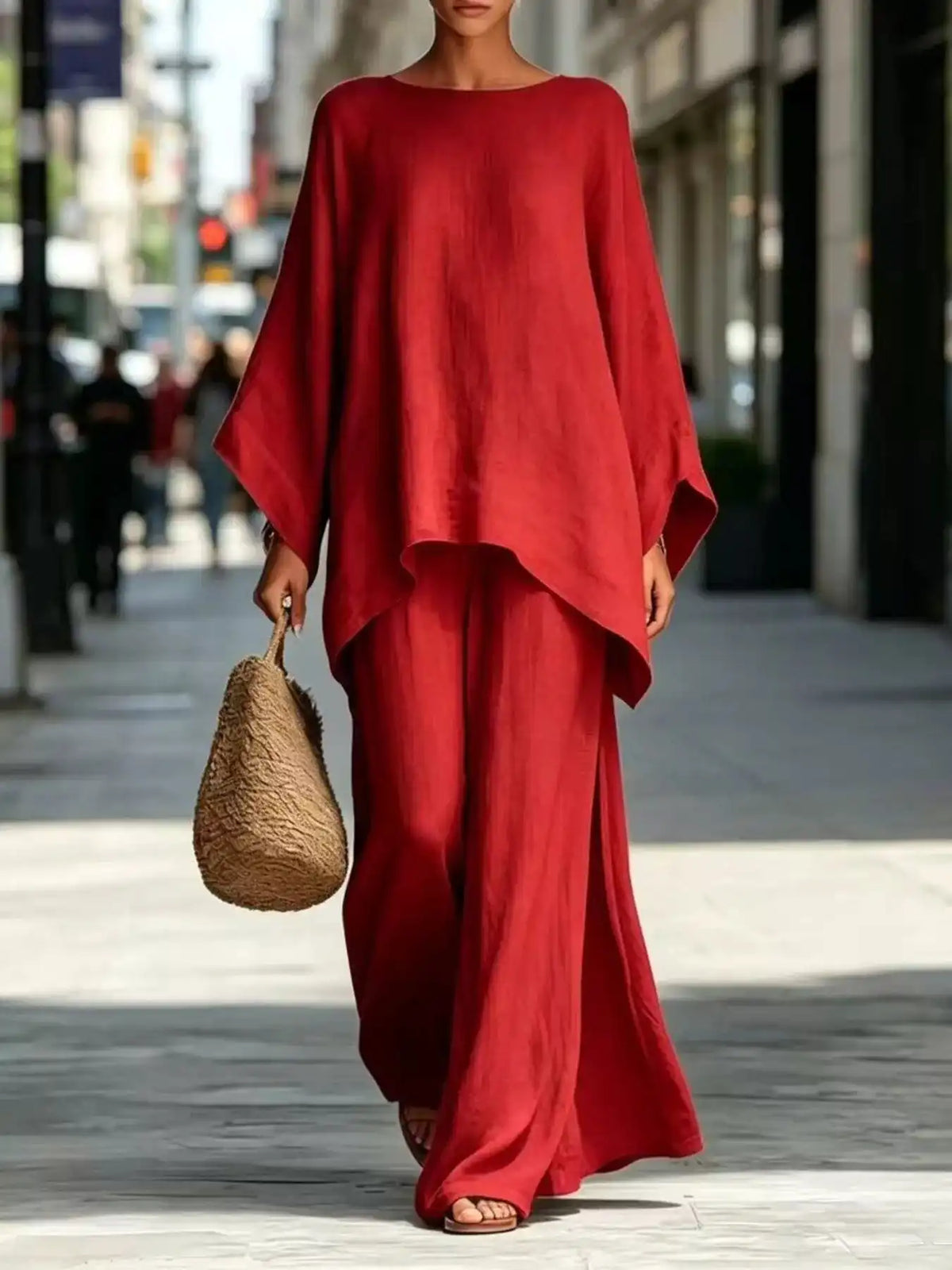 Full Size Batwing Sleeve Top and Wide-Leg Pants Set Plus Size 101001179587547 49 Affordable Fashion Under $100 Jerry's Apparel 