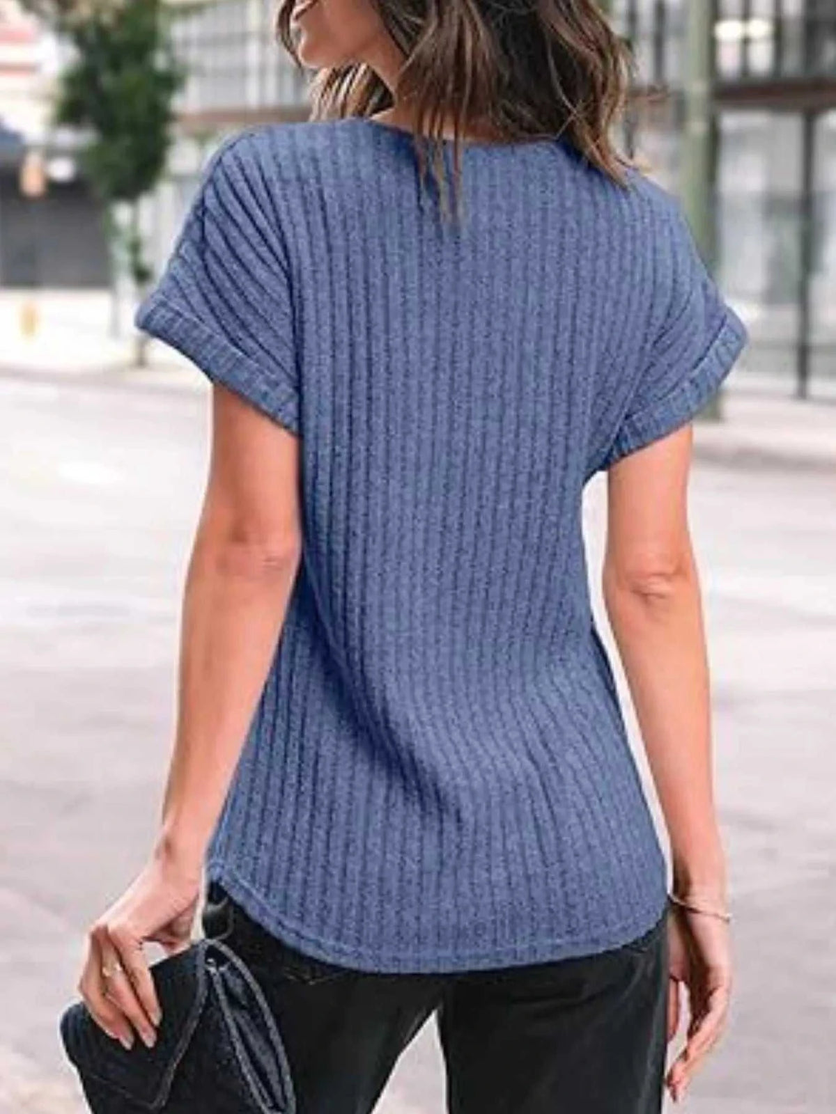 Casual Ribbed Knit Short Sleeve T-Shirt 100100691365915 25 Affordable Fashion Under $100 Jerry's Apparel 