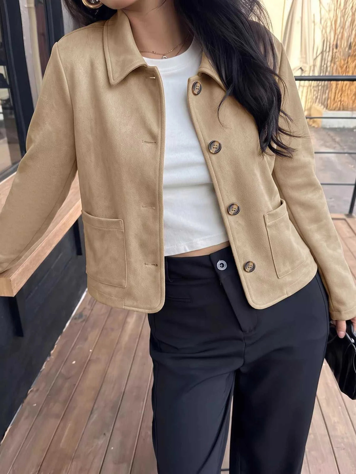Collared Neck Button Up Jacket 100100599459201 46 Affordable Fashion Under $100 Jerry's Apparel 