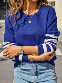 Striped Trim Crew Neck Sweater 100100716857023 49 Affordable Fashion Under $100 Jerry's Apparel 