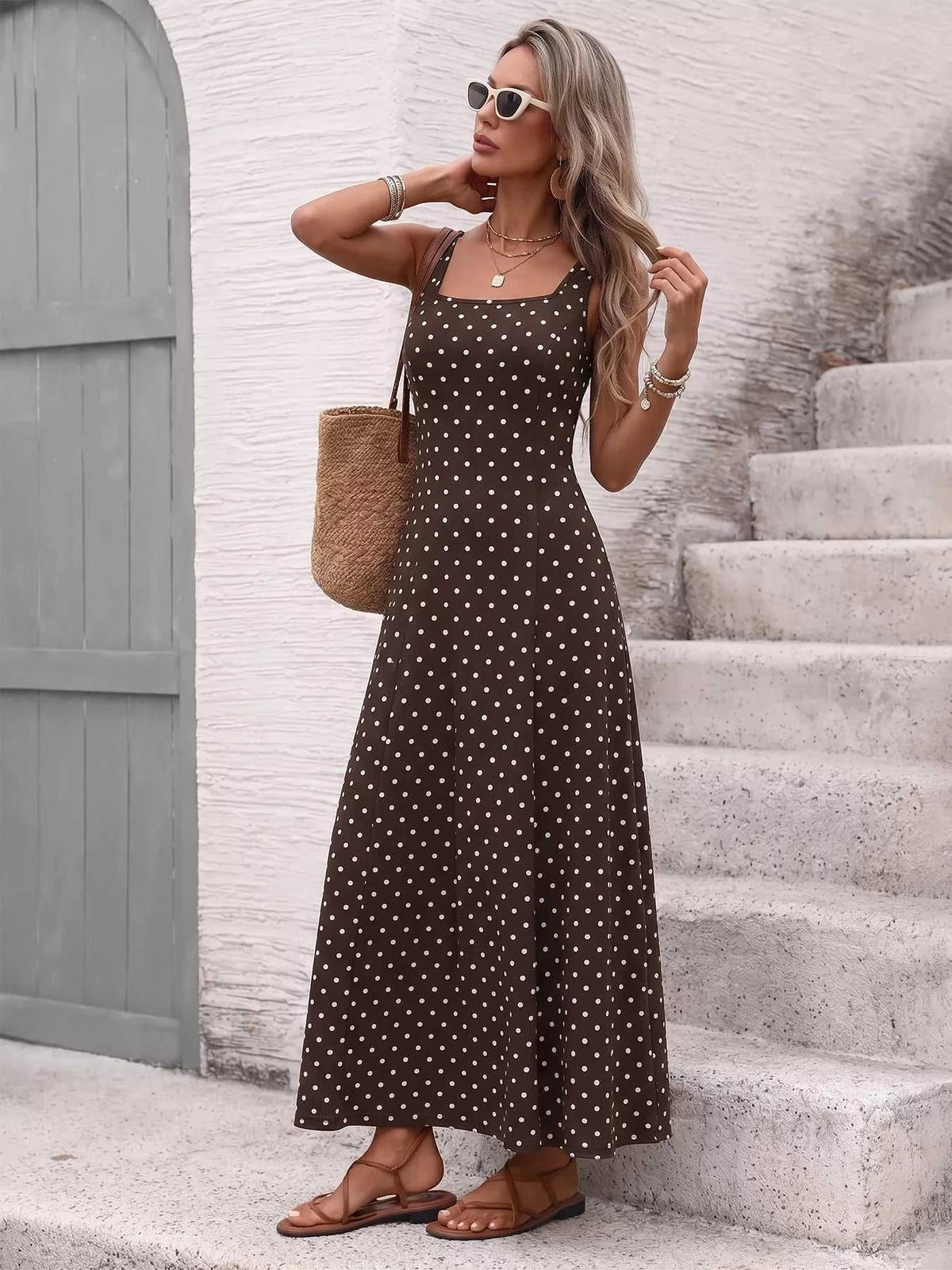 Polka Dot Sleeveless Maxi Dress 100100279880208 43 Affordable Fashion Under $100 Jerry's Apparel 