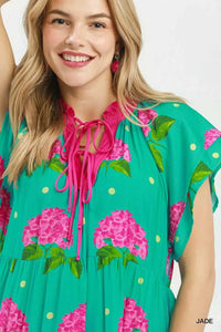 Umgee Hydrangea Print Tiered Midi Dress 100100277081255 66 Affordable Fashion Under $100 Jerry's Apparel 