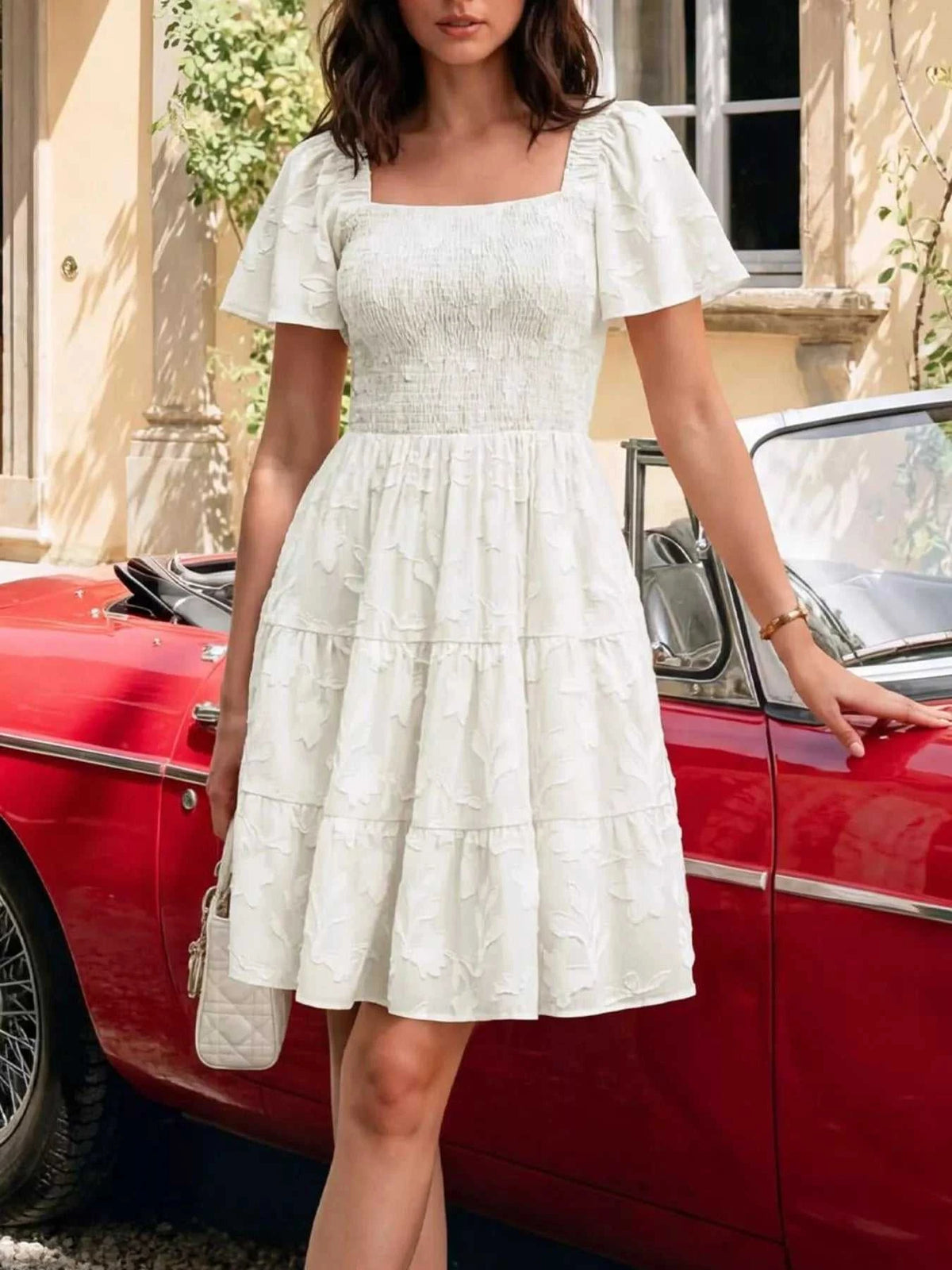 Smocked Square Neck Tiered Mini Dress 100100732221330 56 Affordable Fashion Under $100 Jerry's Apparel 