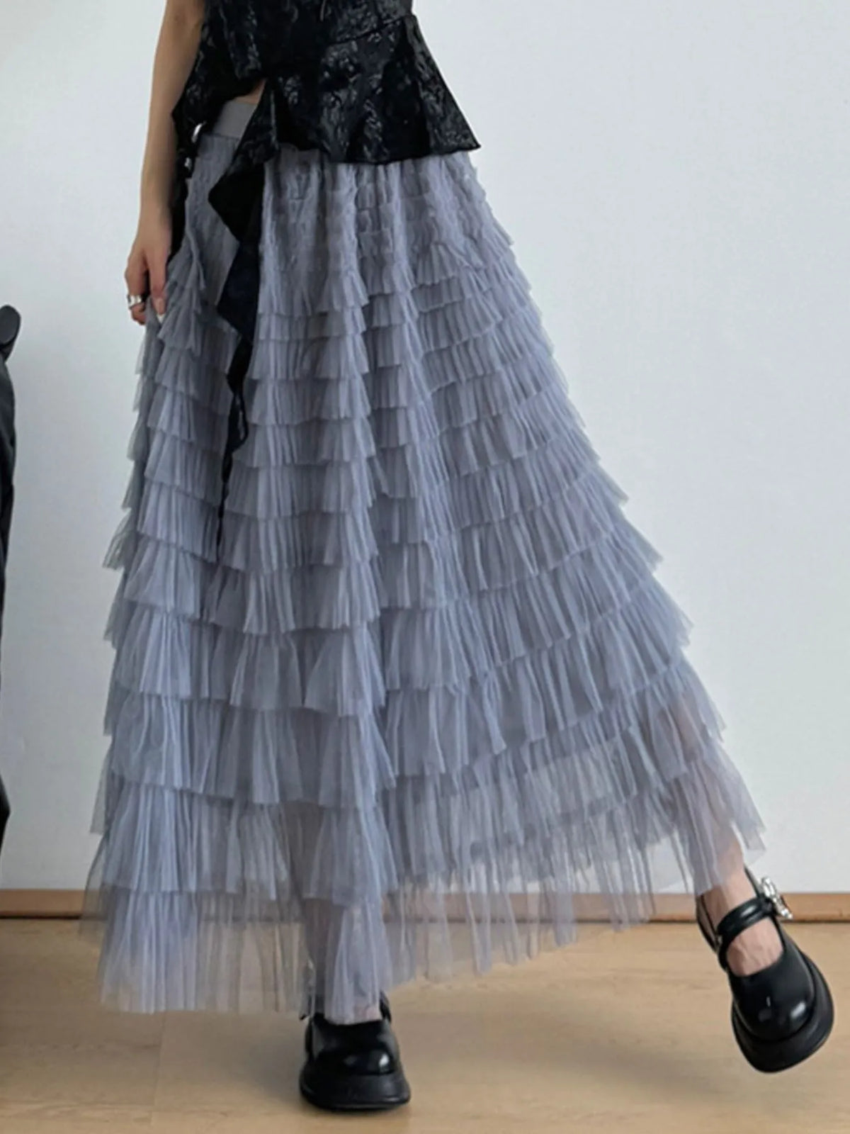 Tiered Tulle Maxi Skirt