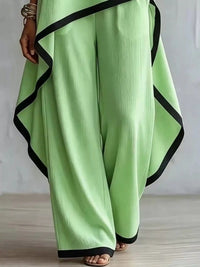 Full Size Contrast Trim High-Low Top and Pants Set Plus Size 101001695377847 67 Women's Pants Set Gifts for Her Jerry's Apparel 