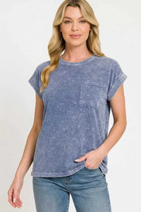Zenana Halo Snow Washed Cuffed Short Sleeve Tee 100100907691394 23 Affordable Fashion Under $100 Jerry's Apparel 