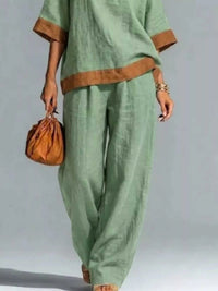 Full Size Contrast Trim Top and Wide Leg Pants Set Plus Size 101001836146473 46 Affordable Fashion Under $100 Jerry's Apparel 