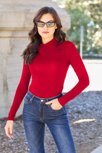 Full Size Mock Neck Long Sleeve Bodysuit