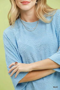 Umgee Round Neck Textured Floral Terry Blouse 100100723151602 47 Affordable Fashion Under $100 Jerry's Apparel 