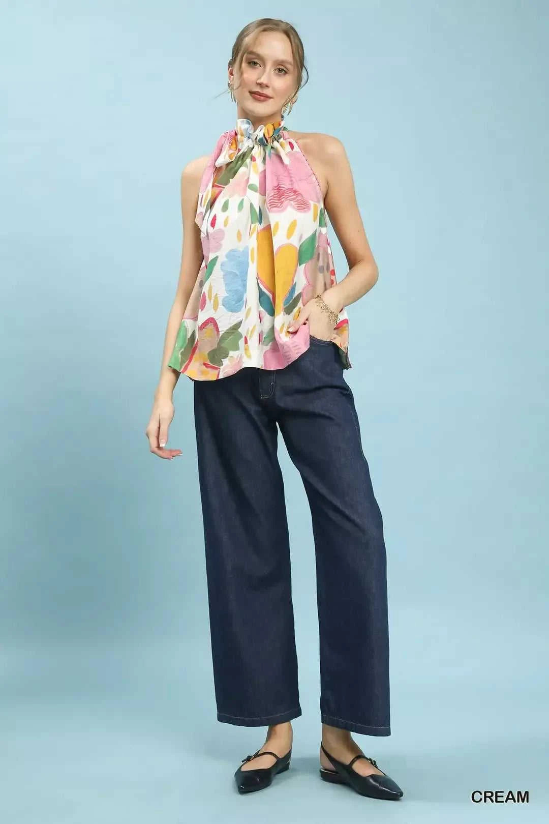 Umgee Multi-Color Floral Halter Neck Boho Top 100100588131058 47 Affordable Fashion Under $100 Jerry's Apparel 