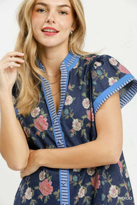 Umgee Floral Contrast Trim Ruffle Hem Mini Dress 100100092951620 66 Affordable Fashion Under $100 Jerry's Apparel 