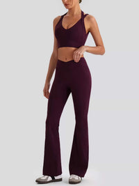 Seamless Criss-Cross V-Neck Tank and Leggings Active Set 101006885753799 113 Comfortable Weekend Sets Jerry's Apparel 