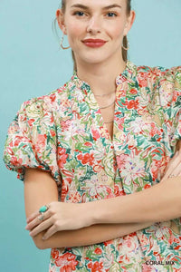 Umgee Floral Puff Sleeve Blouse 100100685491401 51 Affordable Fashion Under $100 Jerry's Apparel 
