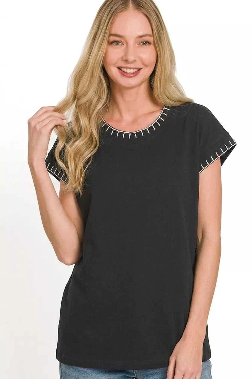 Zenana Stitch Detailed Oversize Top 100100771861685 26 Affordable Fashion Under $100 Jerry's Apparel 
