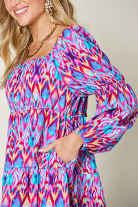 Full Size Printed Long Sleeve Dress