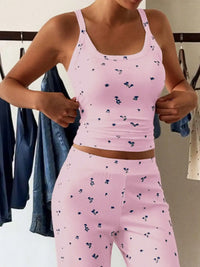 Floral Ribbed Cami and Wide Leg Pants Set 100100257950091 49 Gifts for Her Jerry's Apparel 