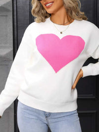 Valentine's Day Heart Round Neck Dropped Shoulder Sweater 100100320895258 49 Affordable Fashion Under $100 Jerry's Apparel 
