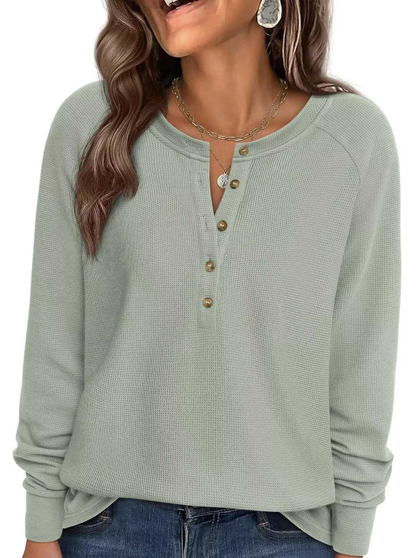 Waffle Knit Henley Long Sleeve T-Shirt 101001290624131 47 Affordable Fashion Under $100 Jerry's Apparel 