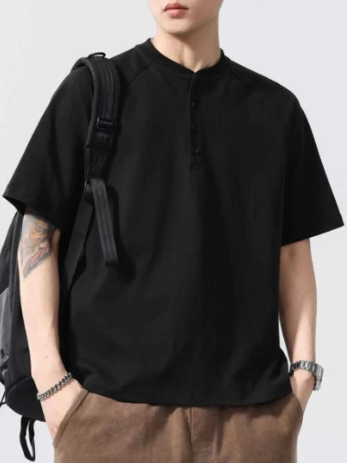 Men's Full Size Button Detail Short Sleeve T-Shirt Plus Size 100400351224644 56 Affordable Fashion Under $100 Jerry's Apparel 