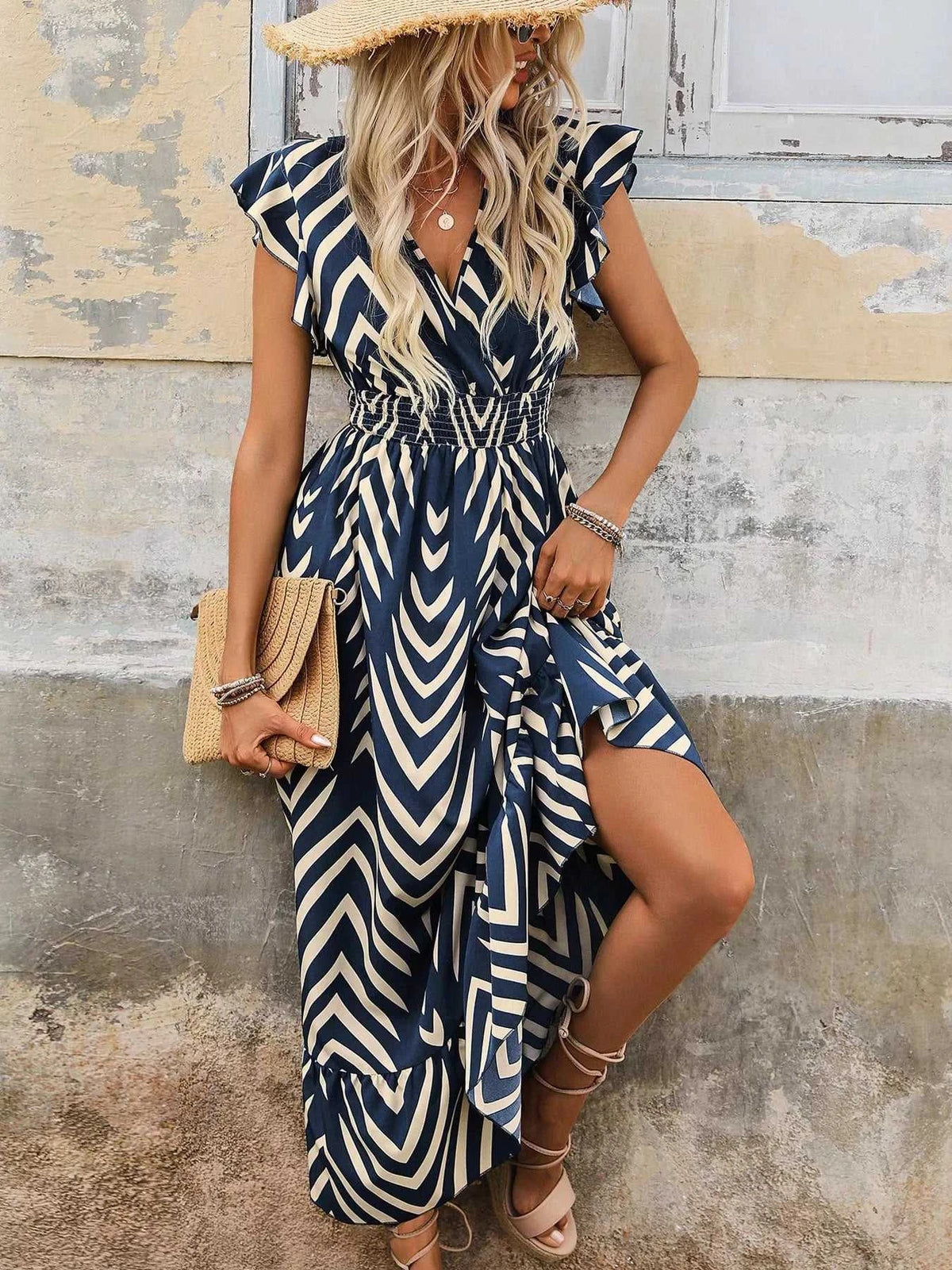 Ruffled Cap Sleeve Midi Dress 100100553584352 41 Affordable Fashion Under $100 Jerry's Apparel 