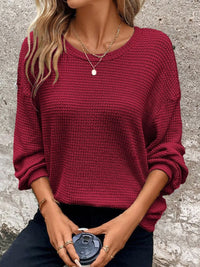 Plus Size Relaxed Fit Waffle Knit Round Neck T-Shirt