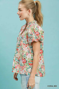 Umgee Floral Puff Sleeve Blouse 100100685491401 51 Affordable Fashion Under $100 Jerry's Apparel 