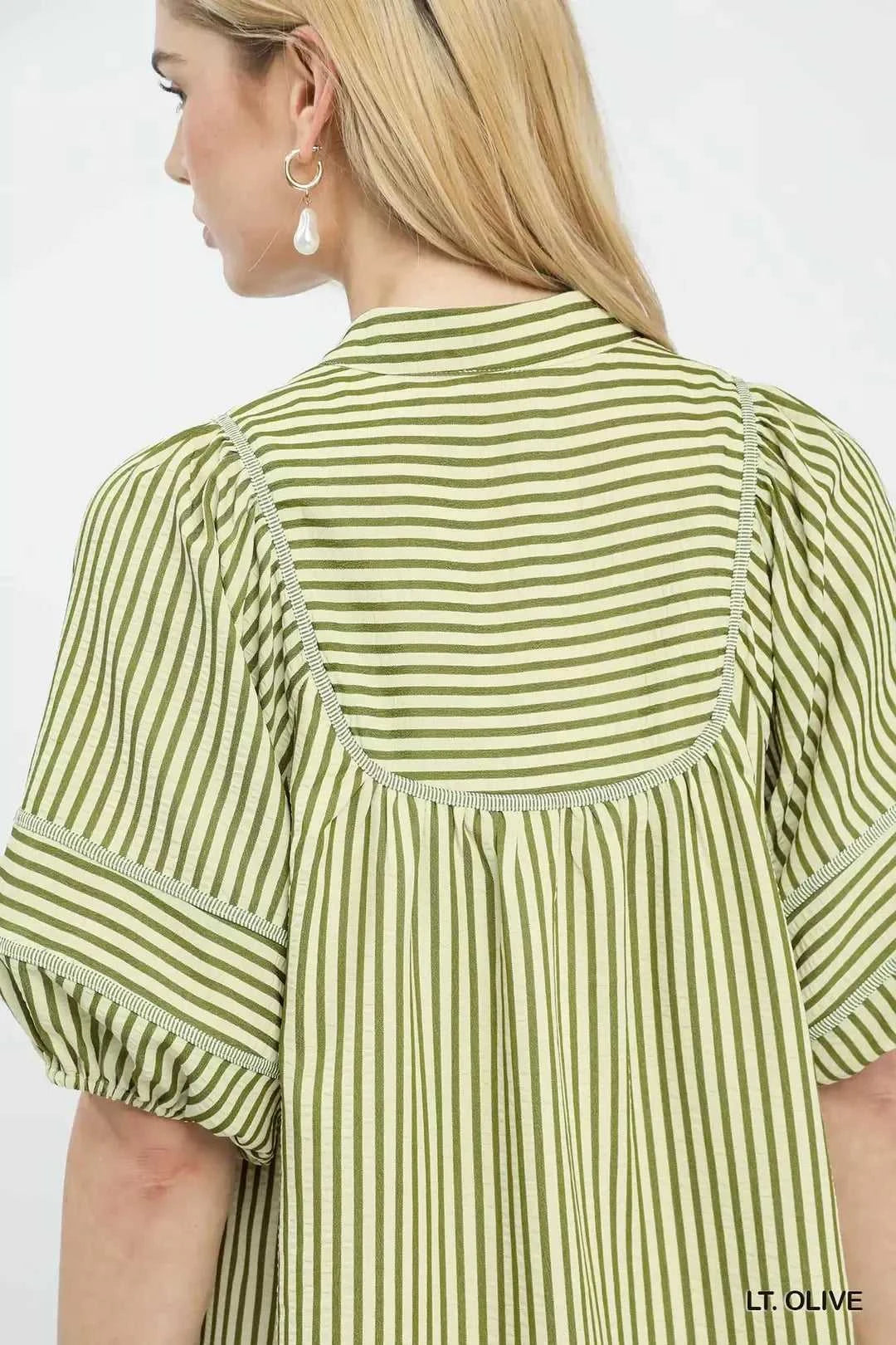 Umgee Striped Puff Sleeve Shift Dress 100100644211313 53 Gifts for Her Jerry's Apparel 