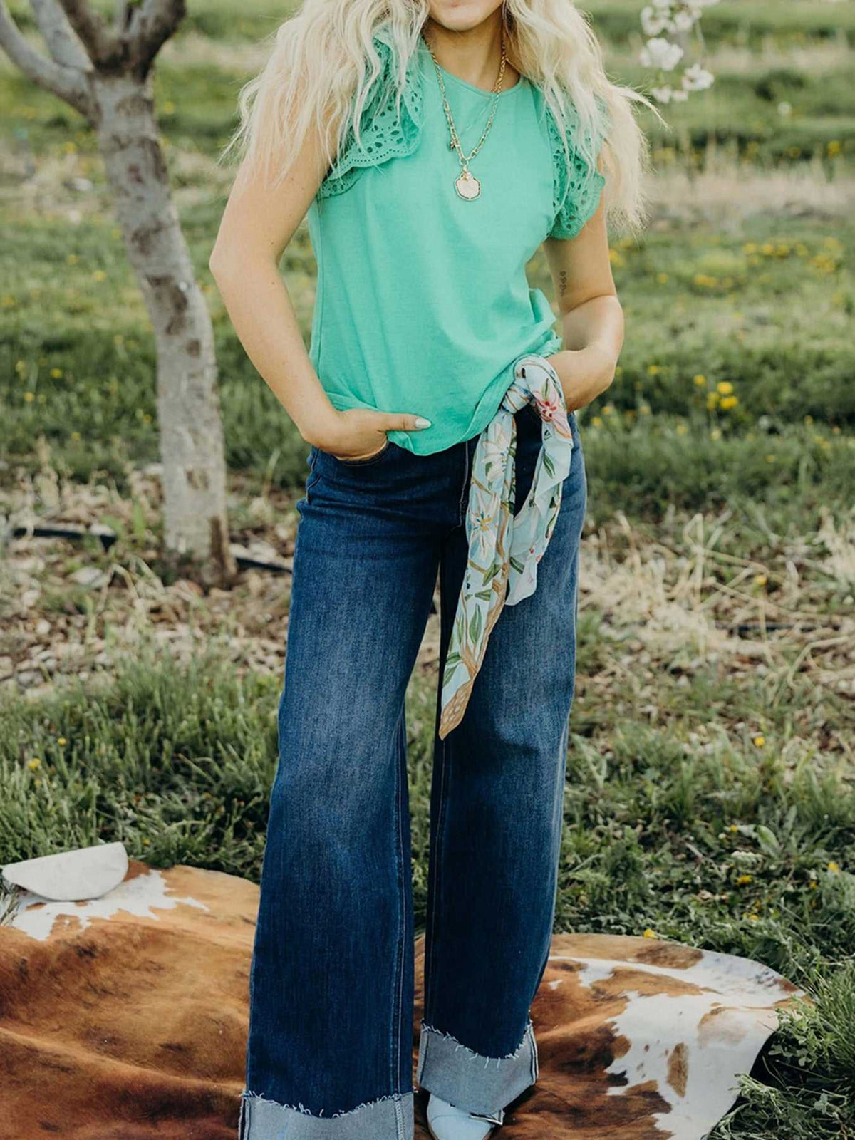Eyelet Lace Ruffled Cap Sleeve Top 100100198342776 31 Affordable Fashion Under $100 Jerry's Apparel 