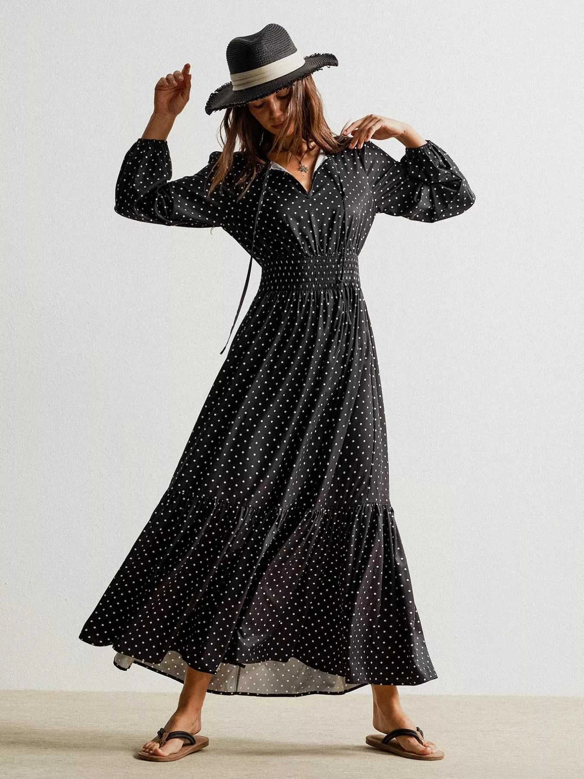 Polka Dot Long Sleeve Maxi Dress 100100228731995 49 Gifts for Her Jerry's Apparel 
