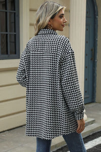 Houndstooth Button Up Dropped Shoulder Coat