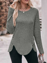 Ribbed Knit Long Sleeve T-Shirt 100100676091737 30 Affordable Fashion Under $100 Jerry's Apparel 