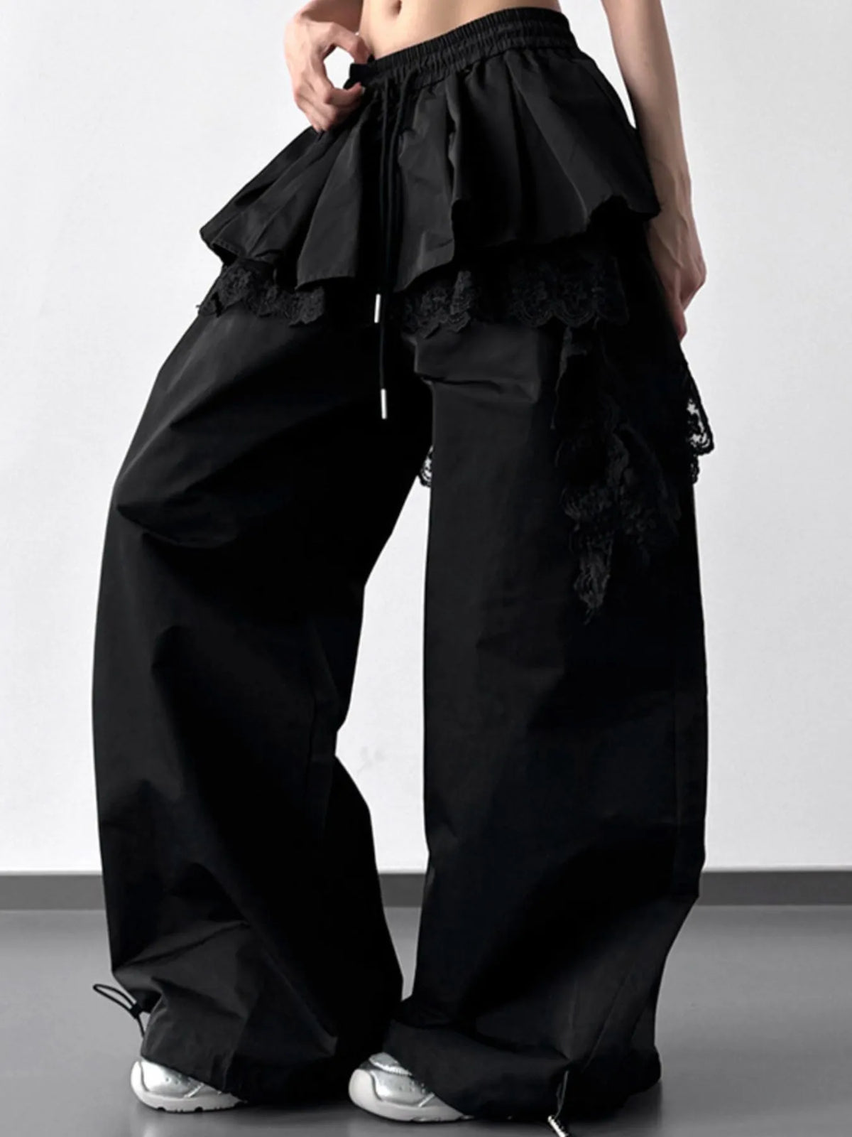 Lace Ruffled Wide Leg Pants