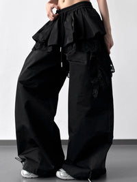 Lace Ruffled Wide Leg Pants